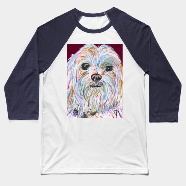 Maltese dog Baseball T-Shirt by Jeneralarts